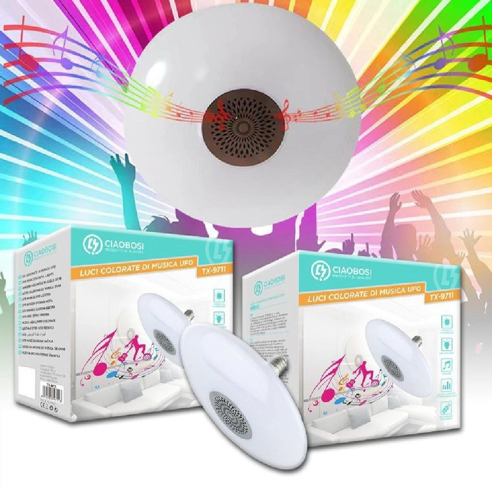 Trade Shop - Lampadina Musicale Luci Colorate Lampada Di Musica E27 Ufo Bluetooth 5.0 Tx-9711 -
