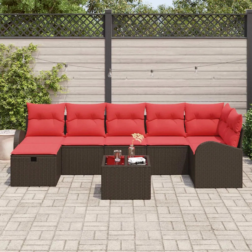 Set Divano da Giardino con cuscino 8 pcs Marrone polyrattan 3360445
