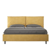 BS COM Letto queen size senza rete imbottito 150x190 microfibra ocra