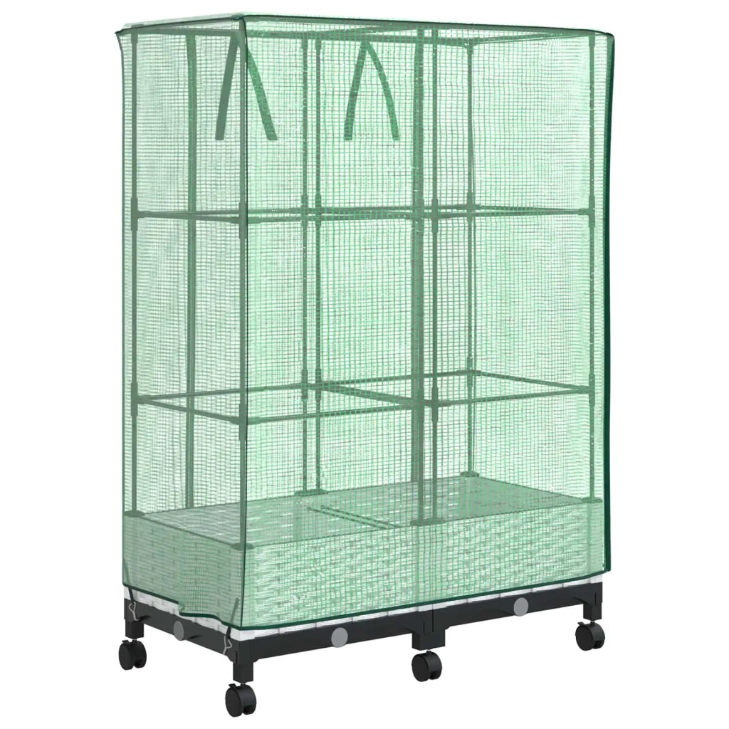 Vaso da Giardino con Copertura per Serra e Ruote 2 pz Bianco PP 3422978