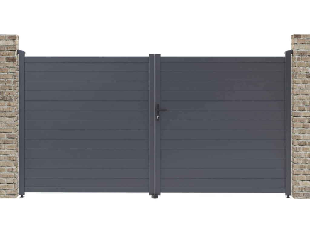 Cancello in alluminio "Marc" - 349,5 x 180,9 cm - Grigio