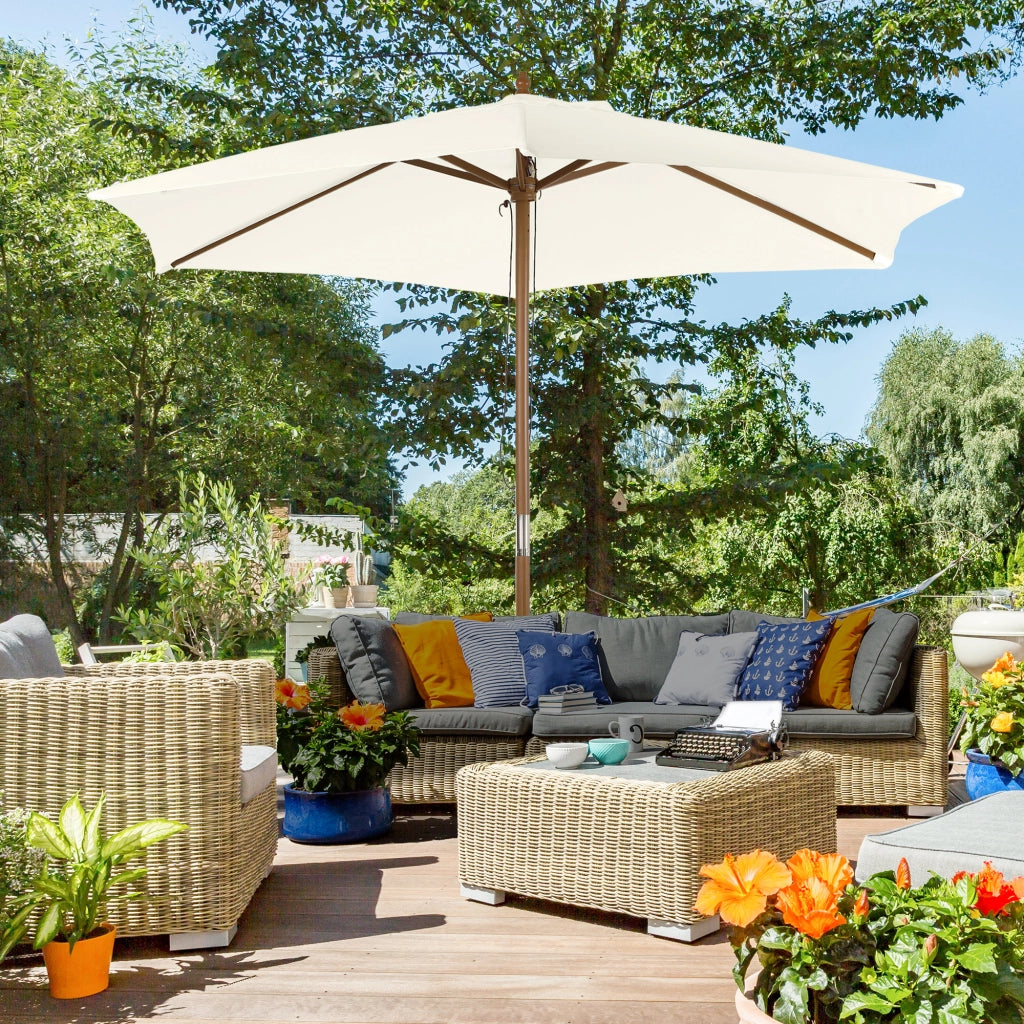 Ombrellone da Giardino ¨C Minimal ¨C Bamb¨´, ? 250 cm, Bianco