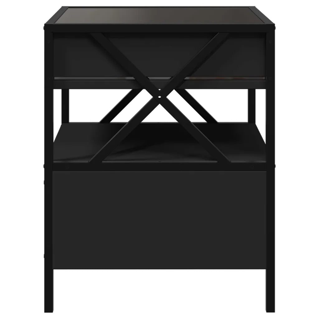 Tavolino da Salotto con LED-Tavolino da soggiorno Nero 40x40x30 cm
