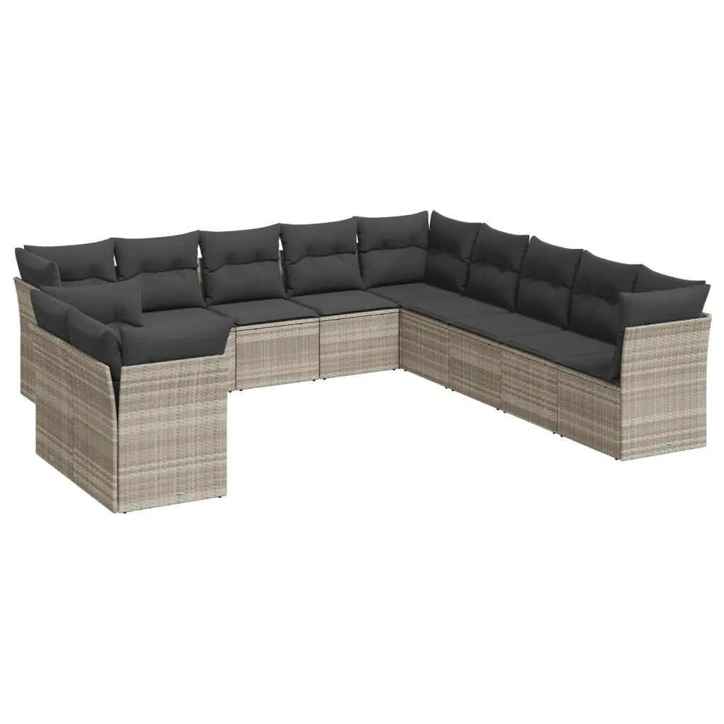 Set Divani da Giardino 11 pz con Cuscini in Polyrattan Grigio