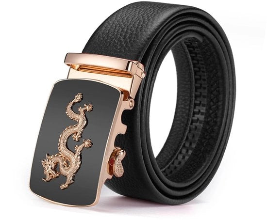 Cinturino per Uomo Nero Pelle - Cinturino Adattabile - Cerniera Automatica - Cinturino per Abito da Ufficio - Utilizzo Giornaliero - Ideale Regalo - Cinturino