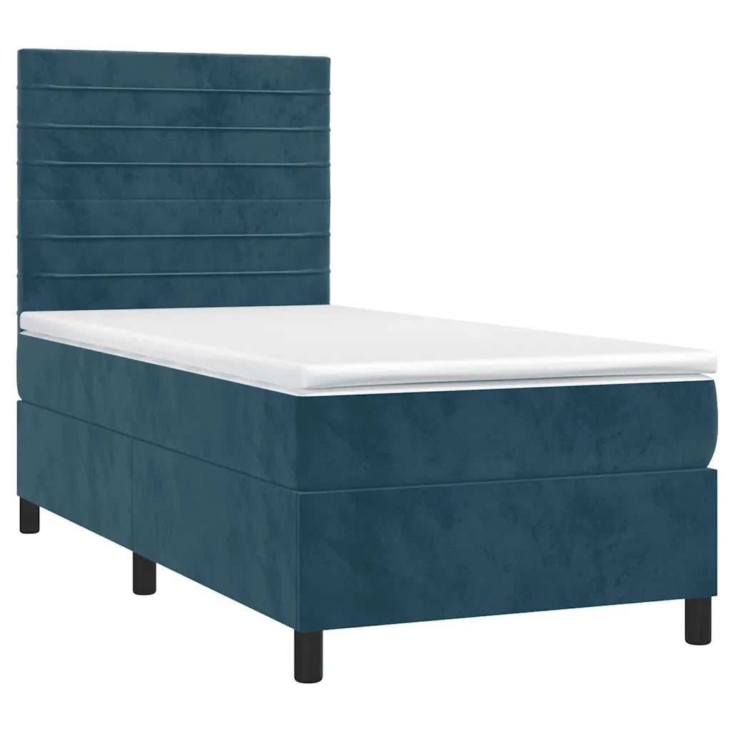 Giroletto a Molle con Materasso-Struttura Letto Blu Scuro 80x200 cm in Velluto 735156