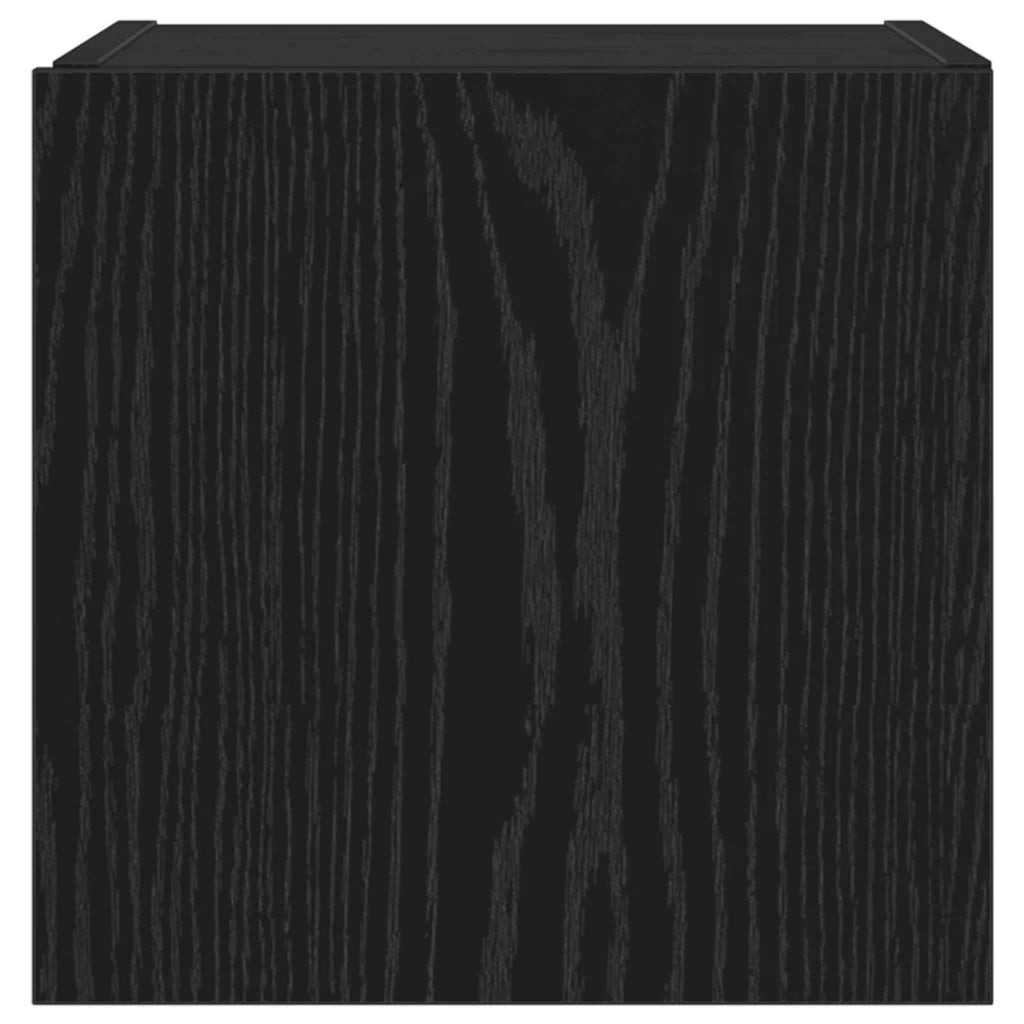 Mobile TV da parete con LED Rovere Nero 30,5 x 35 x 30 cm 893639