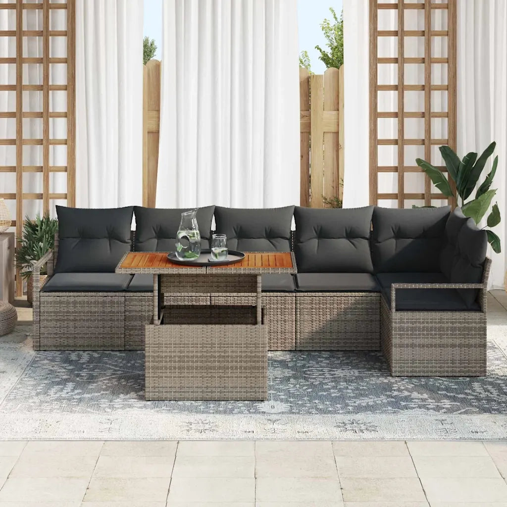 Set Divano da Giardino 7 pcs Grigio Poly Rattan 3358456