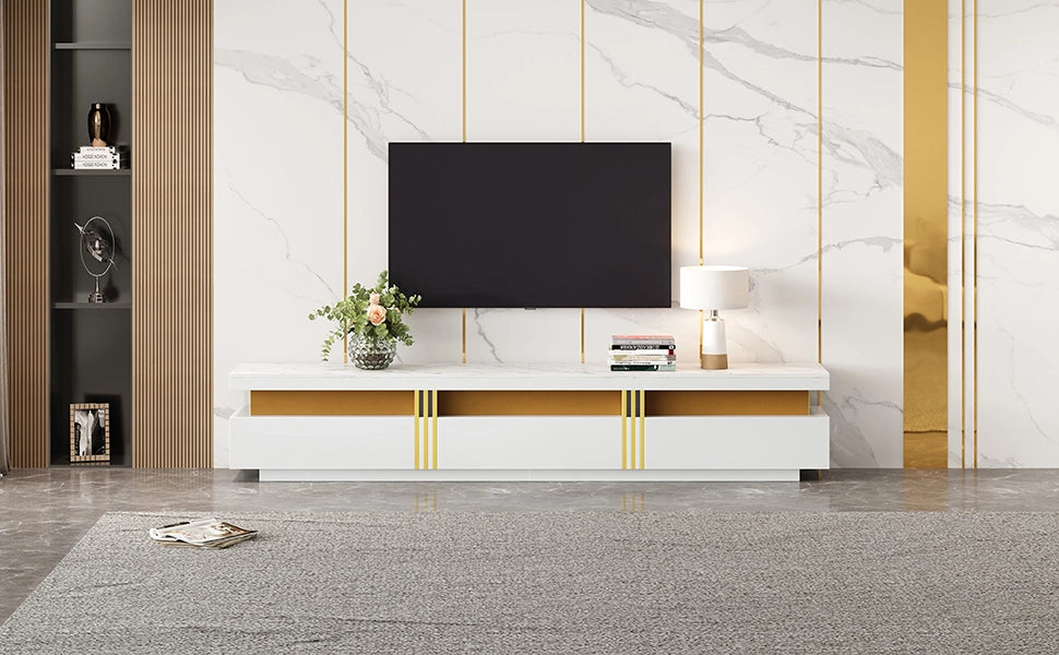 Lowboard TV bianco in truciolare lunghezza 200 cm