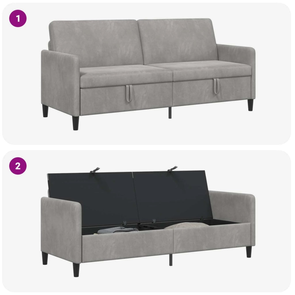 Divano con Storage Grigio Chiaro 192 x 78 x 87 cm Poliestere 42036989