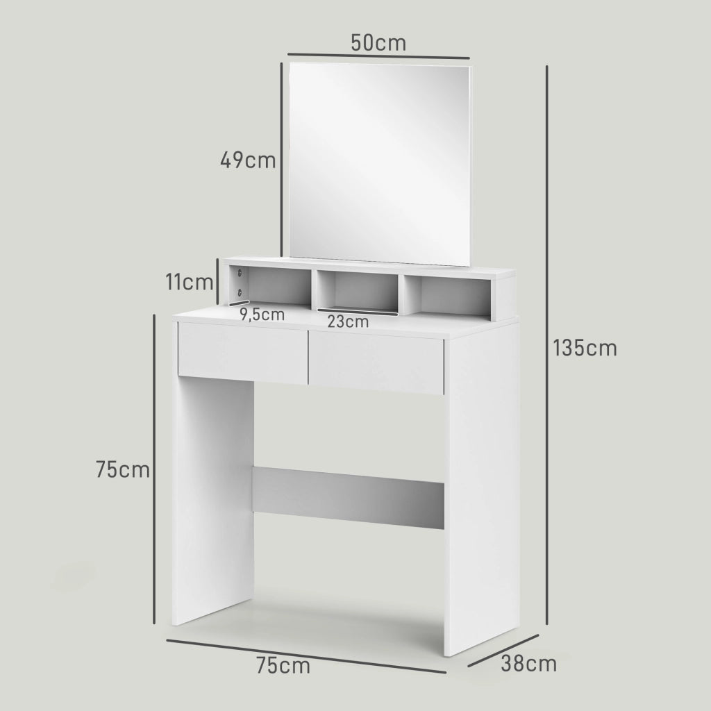 Tocador da Trucco con Specchio e Cassetti ¨C Zephmum ¨C Bianco 75x38x135 cm