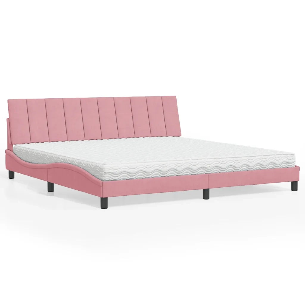 Letto con Materasso Hanko Rosa 200x200 cm in Velluto 3208621