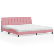 Letto con Materasso Hanko Rosa 200x200 cm in Velluto 3208621