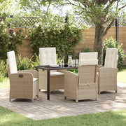 Set da Pranzo per Giardino con cuscino 5 pcs Beige polyrattan