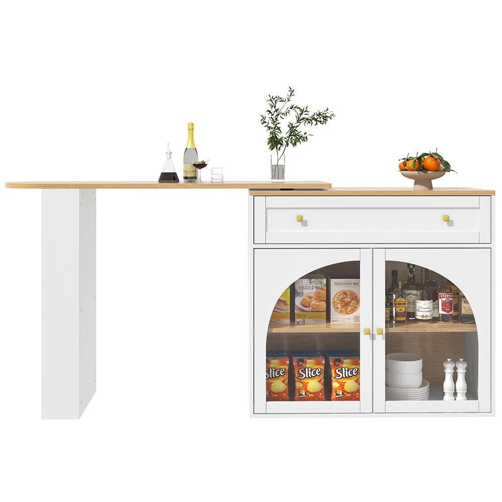 Tavolo Bar Estendibile - Xylo - 138-204??39??104 cm - Bianco con Ripiani