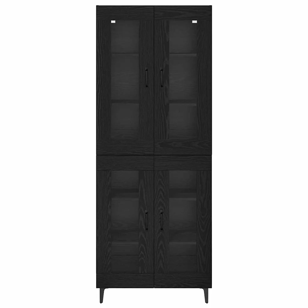 Credenza-Buffet-Armadio da cucina Rovere Nero 69,5 x 34 x 180 cm Legno multistrato 916162