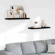 Scaffali a Parete 2 pz Nero Lucido 80x23,5x3,8 cm in MDF 323773