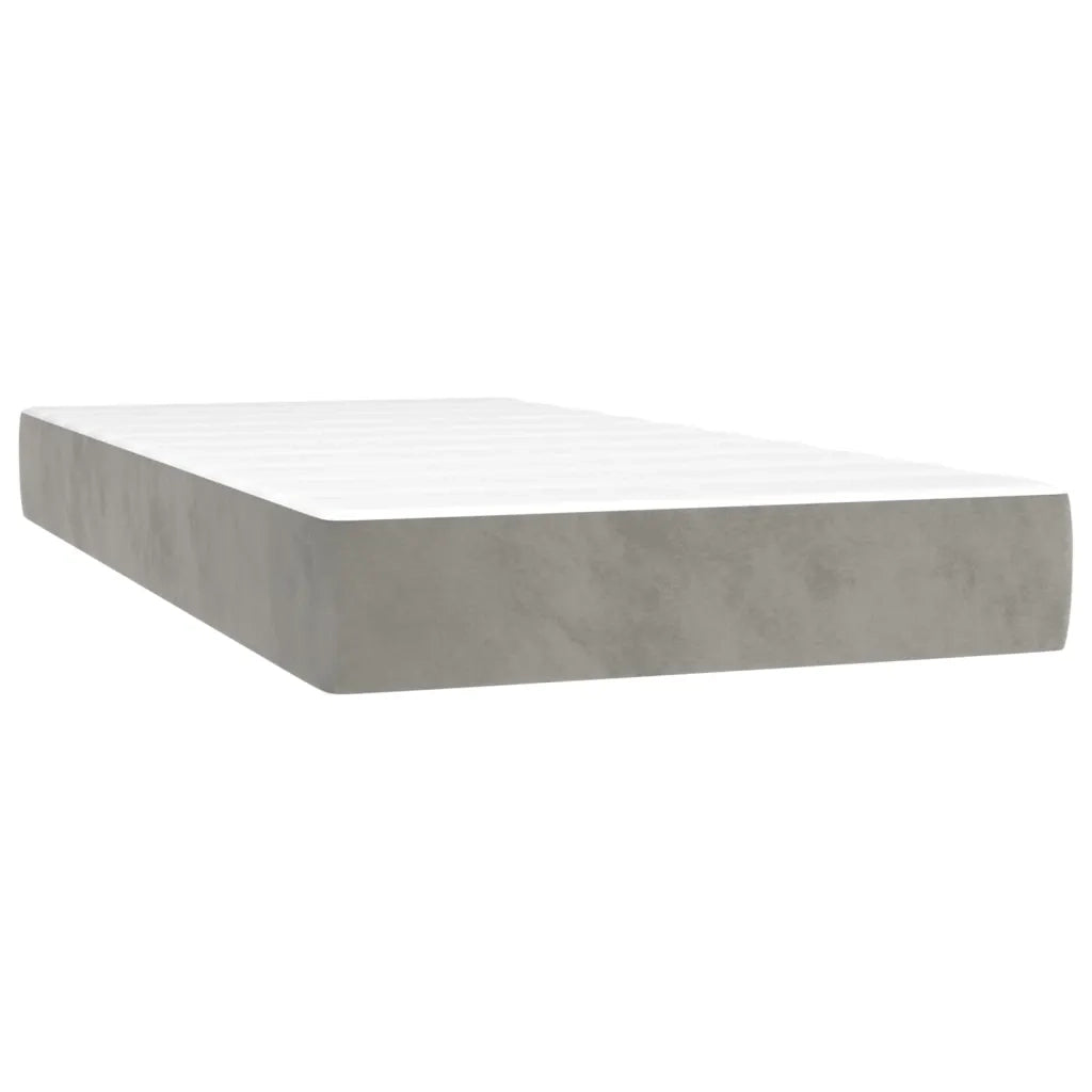 Letto a Molle con Materasso e LED Grigio Chiaro 80x200 cm Velluto
