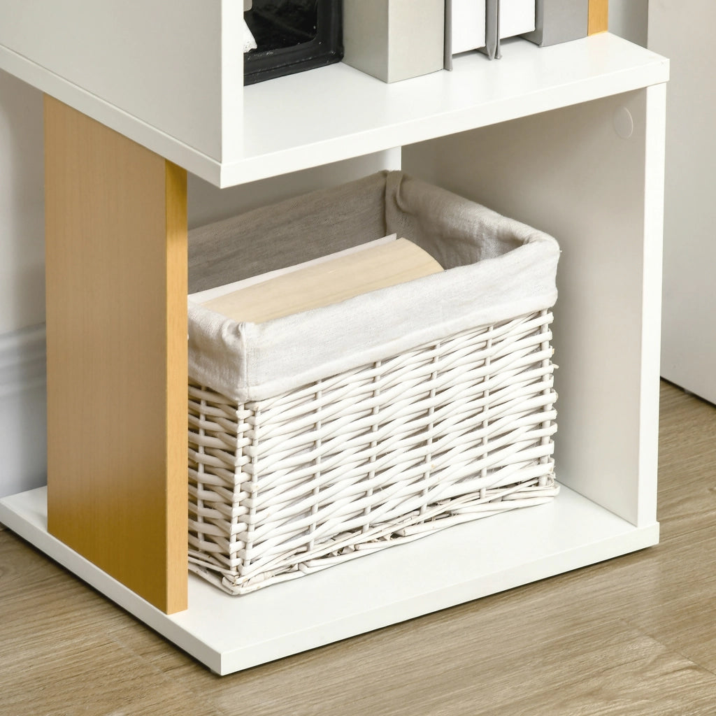 Libreria a Forma S con 5 Ripiani per Libri ¨C Zephmum ¨C Bianco 33x28x161 cm