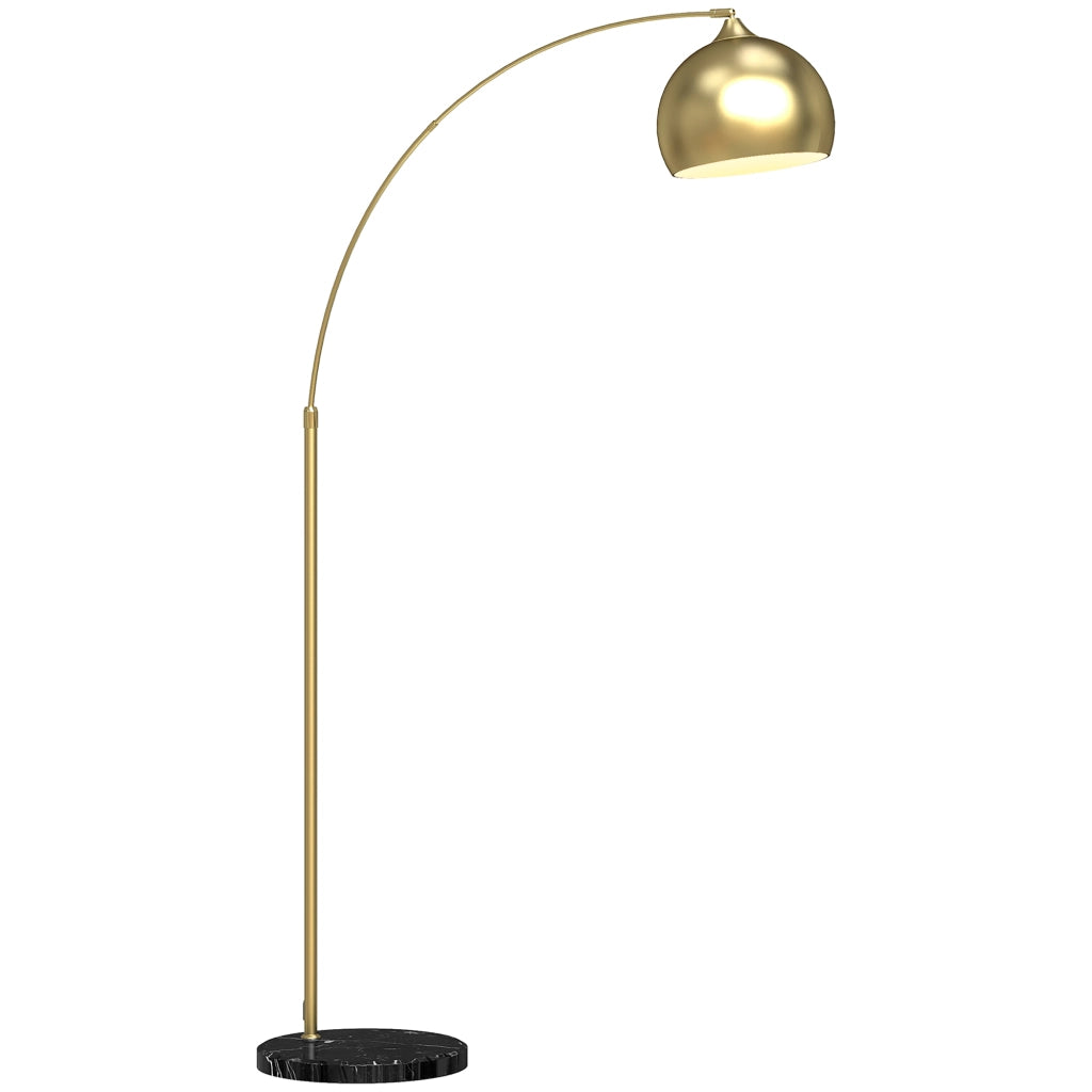 Lampada da terra ad arco regolabile con base in marmo ¨C Minimal ¨C colore dorato, 100-115x30x170-180 cm