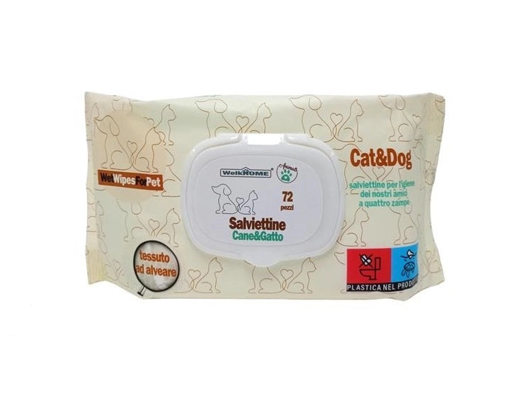 Set 72 Salviette Detergenti per Cani e Gatti Pet