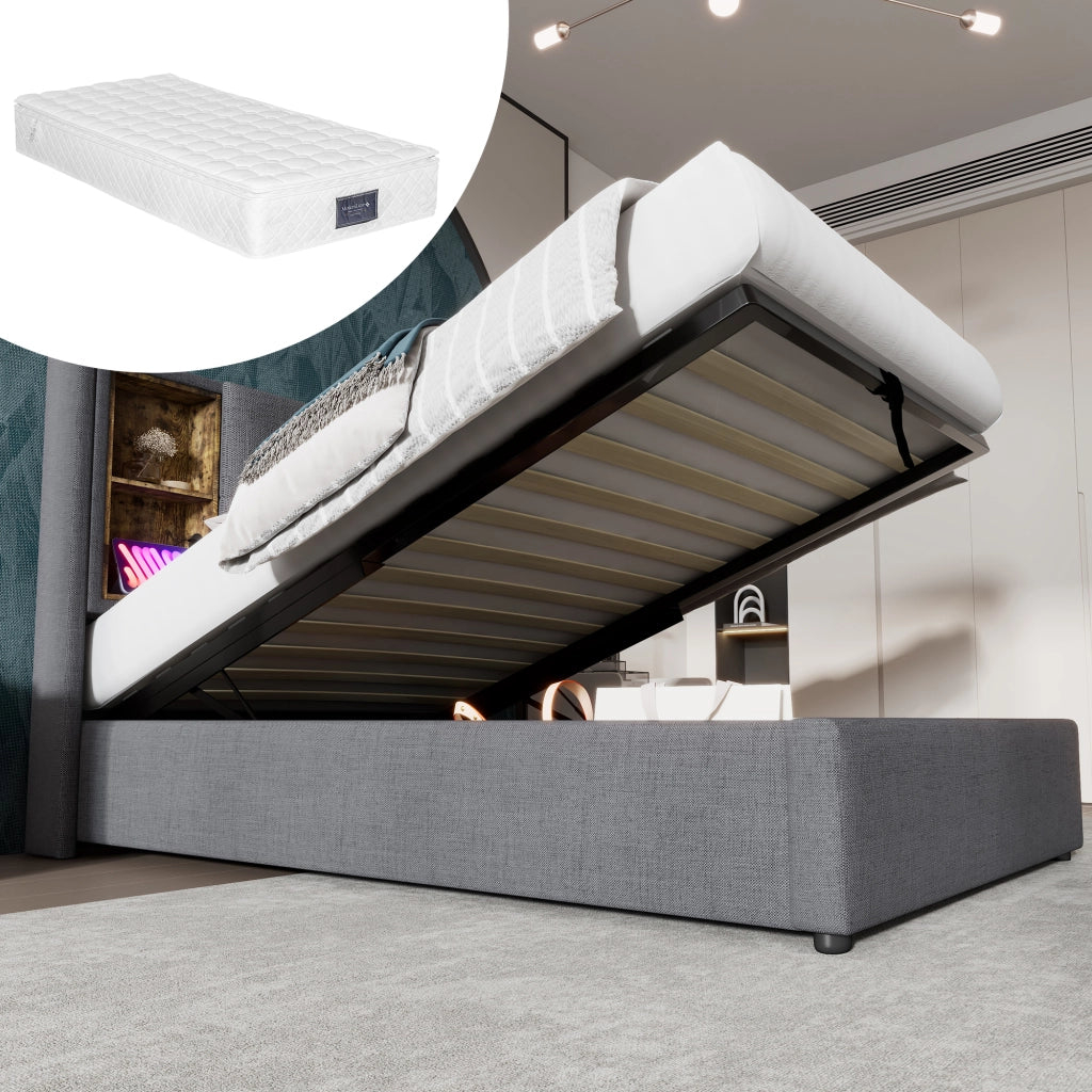 letto imbottito cotone grigio 90x200 cm