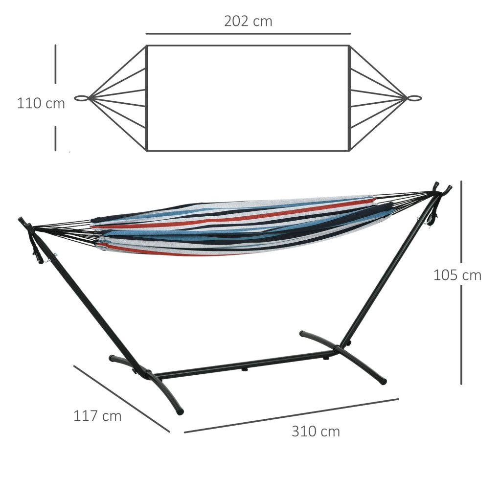 Amaca Autoportante con Supporto 298x117x105 cm Altezza Regolabile e Borsa di Trasporto in Metallo e Poliestere Bianco