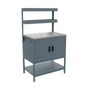 Mobile da esterno in acciaio con 2 ripiani sospesi e 2 ante, 80cm, blu