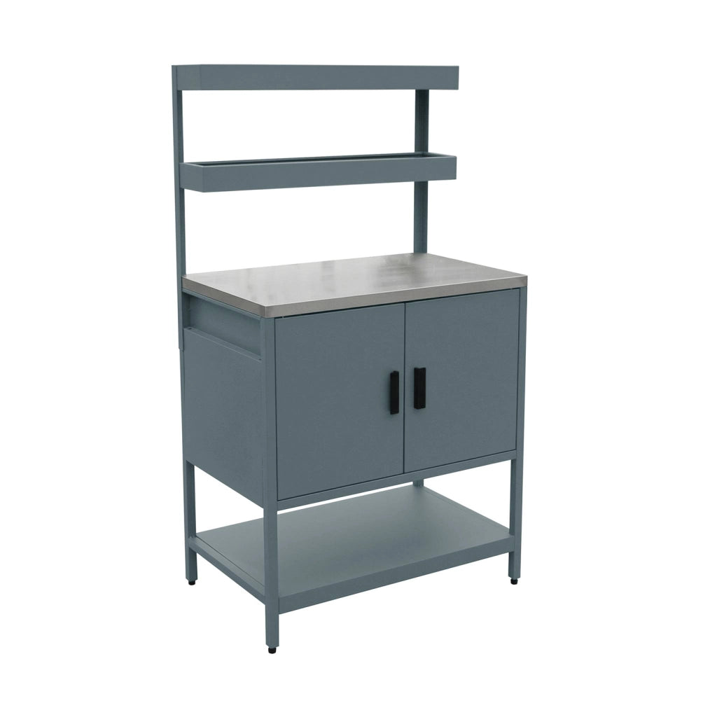 Mobile da esterno in acciaio con 2 ripiani sospesi e 2 ante, 80cm, blu