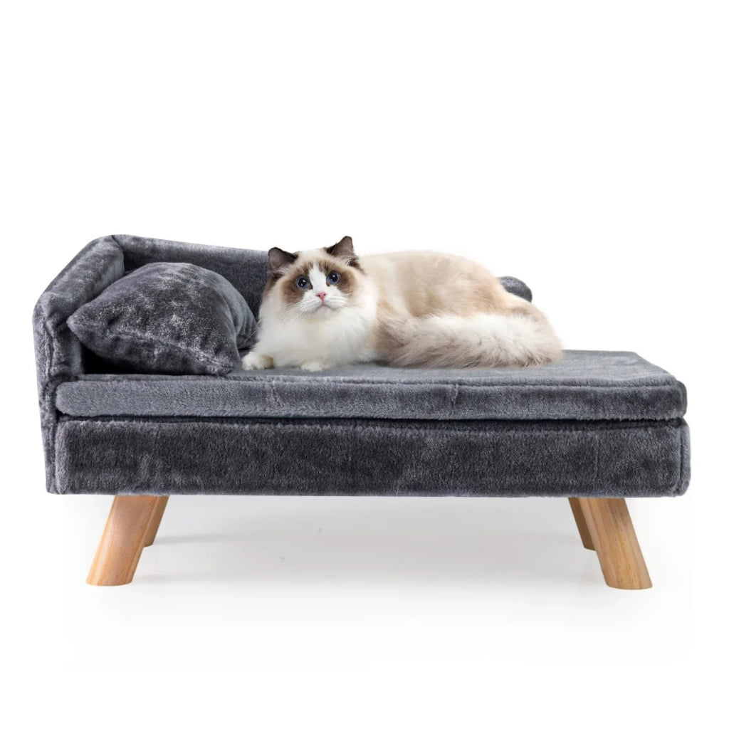 Divano rialzato per animali domestici 71 x 43 x 40 cm comfort ottimale design elegante in tessuto felpato grigio 20_0018110