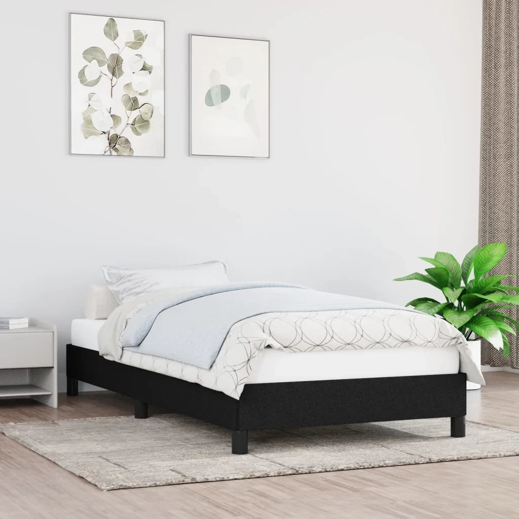 Letto singolo | Letto per adulti | Giroletto senza Materasso Nero 100x200 cm in Tessuto