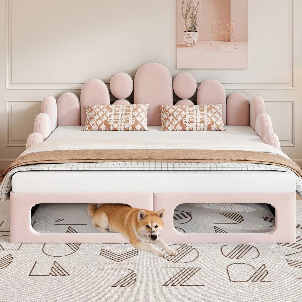Letto divano imbottito per animali domestici - Zephmum - 180x200 cm - Rosa - 2 in 1, velluto morbido, rete e schienale