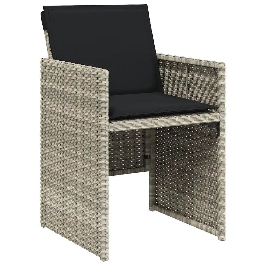 Set Pranzo da Giardino 9pz con Cuscini Grigio Chiaro Polyrattan 3210599
