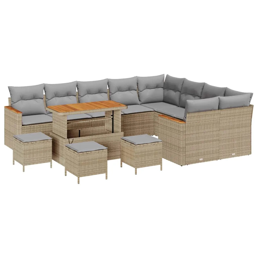 Set Divano da Giardino 13 pcs Beige Rattan in Polipropilene