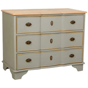 Cassettiera antica in legno laccato verde, 3 cassetti 100x50x80