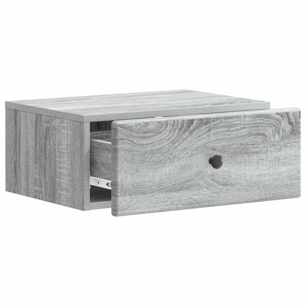 Set di 2 Comodini | Armadio da Notte | Mobiletto da notte a muro Grigio Sonoma 49 x 34,5 x 20 cm