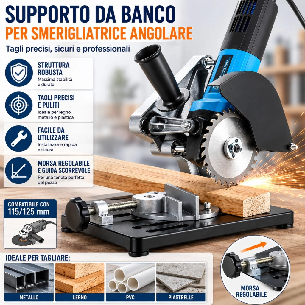 SUPPORTO DA BANCO PER  FLEX SMERIGLIATRICE ANGOLARE 125/115 TRONCATRICE FERRO