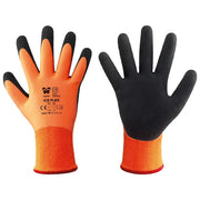Neri guanti termici da lavoro Ice Flex, poliestere e lattice, taglia 11, protezione freddo, arancione nero, confezione da 12