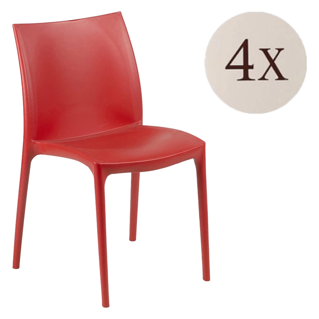 Grover, Sedia da Esterno 4 Sedie Made in Italy, Rosso