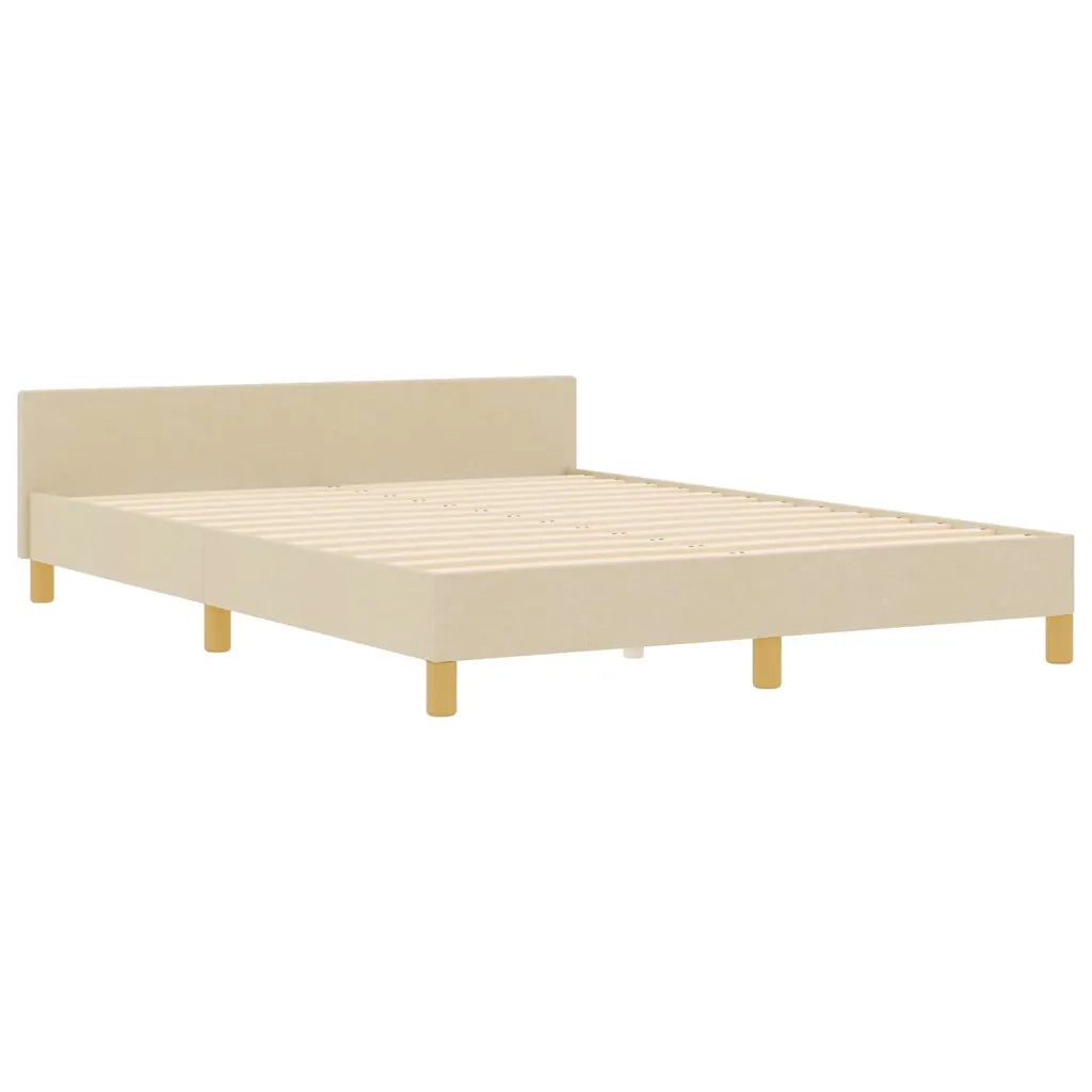 Struttura del letto con testiera Crema 160 x 200 cm Tessuto 3344744