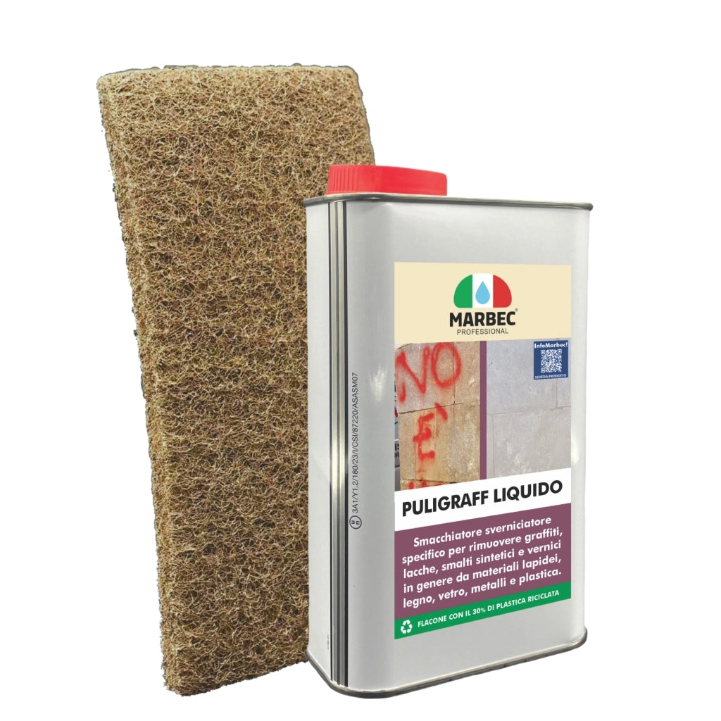 Smacchiatore per rimuovere graffiti PULIGRAFF LIQUIDO   1LT + Tampone Marrone