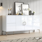 Credenza con 4 Cassetti e 2 Ante ¨C MINIMAL ¨C Bianco Lucido MDF 150x38x59.5