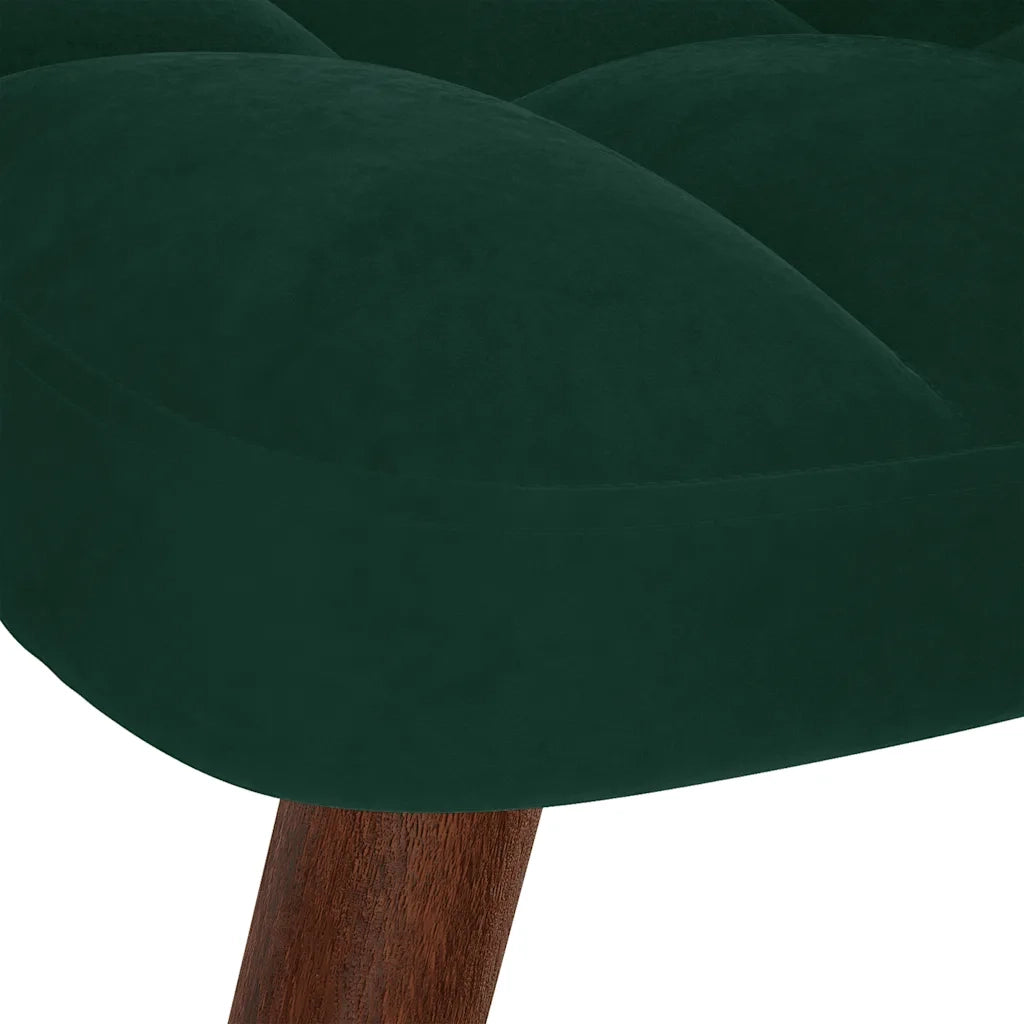 Divano Sedia-Poltrona Relax con Sgabello in Velluto Verde Scuro