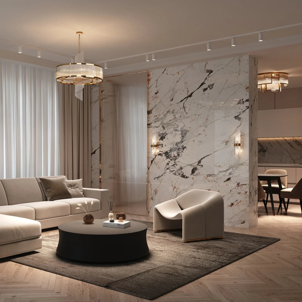 Maytoni Lampadario moderno Frame 6 luci E14 oro metallo vetro