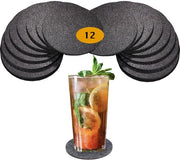 Sostegni per bicchieri in vetro, set da 12, design sostegni per bicchieri in grigio scuro per bicchieri, bar, tazze, bicchieri - sostegni per tavolo per bicchieri in vetro