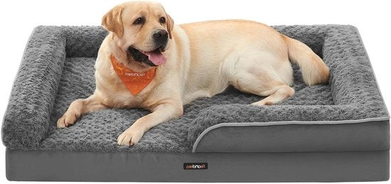Letto per cani idrorepellente ortopedico per grandi cani con copertura in piuma rimovibile 122 x 89 x 18 cm grigio scuro