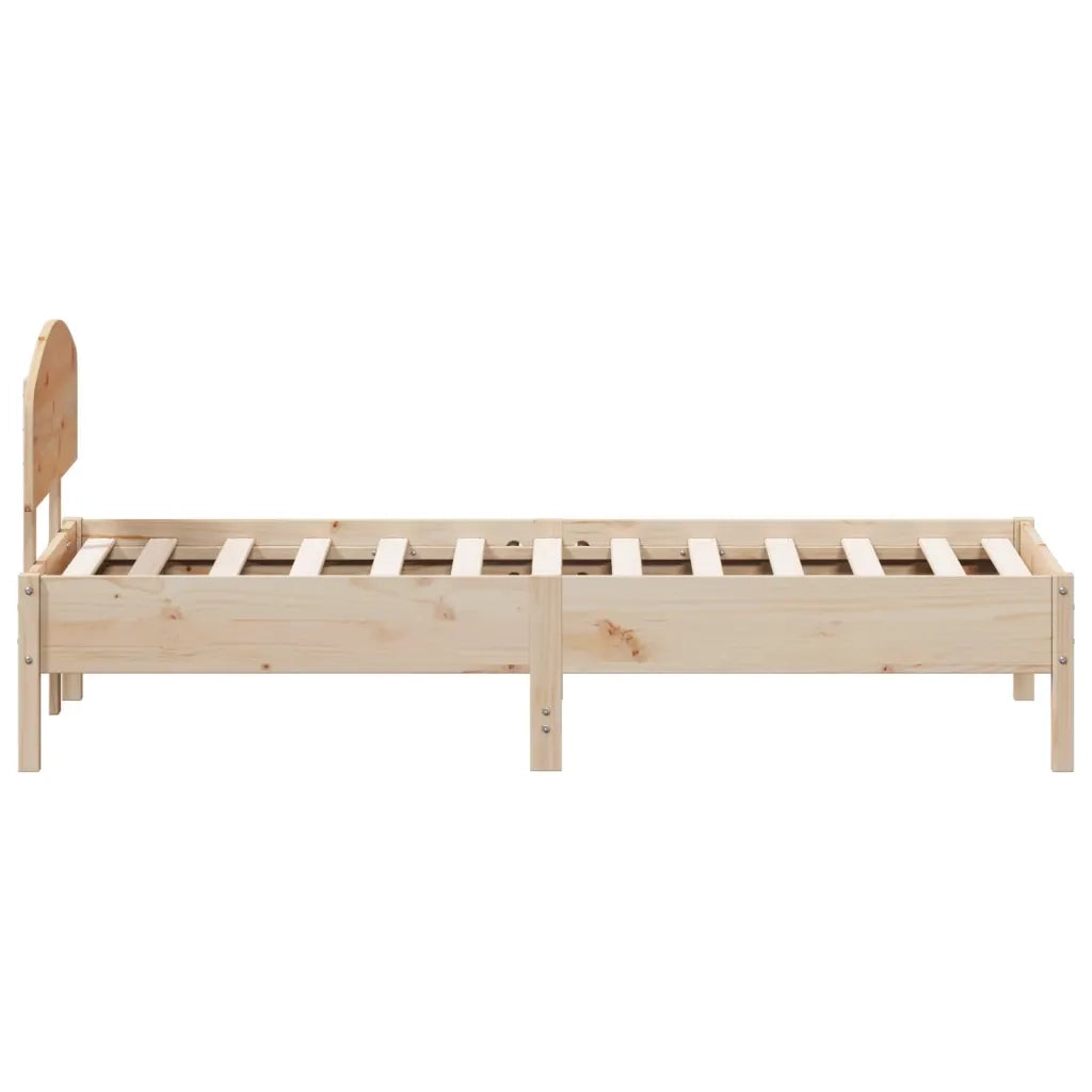 Letto singolo | Letto per adulti | Giroletto senza Materasso 75x190 cm in Legno Massello di Pino