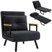 Divano letto singolo imbottito ¨C zephmum ¨C nero, velluto, legno
