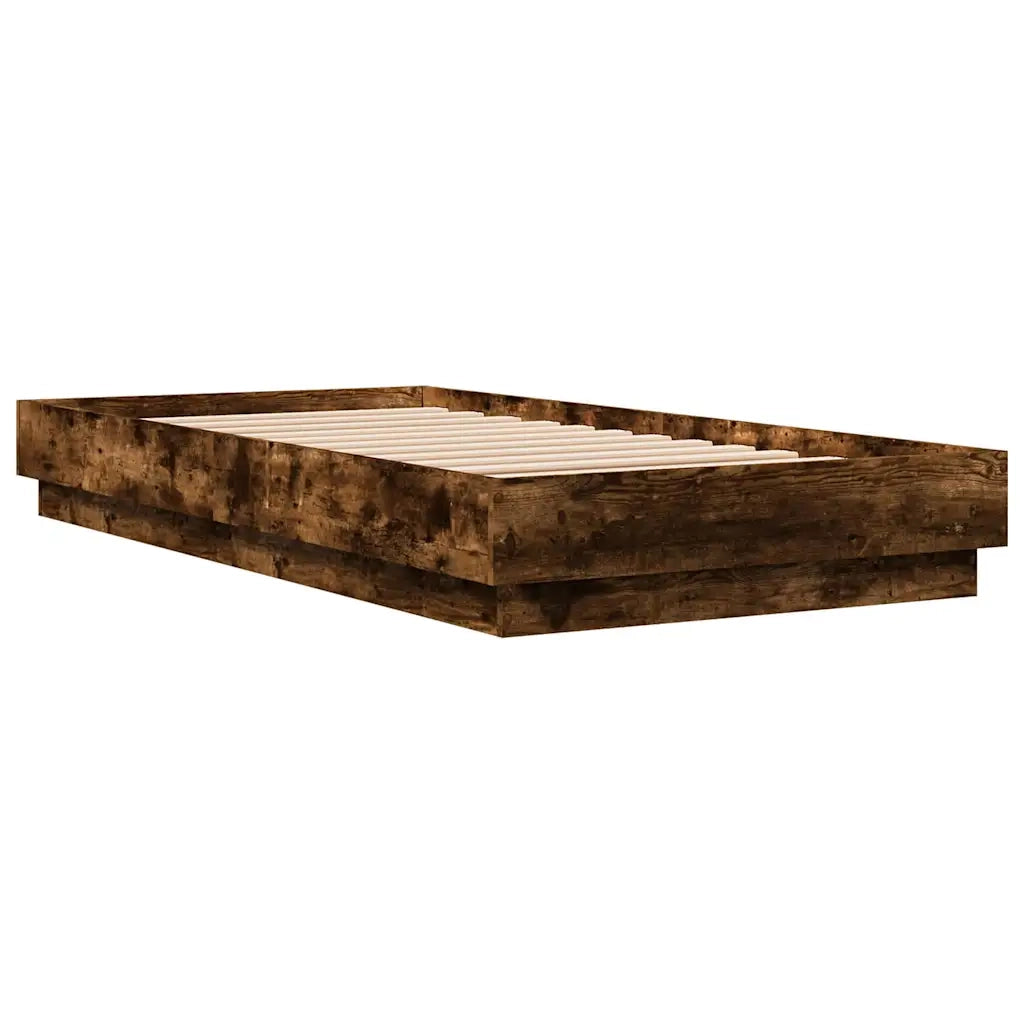 Giroletto con LED-Struttura Letto Rovere Fumo 75x190 cm