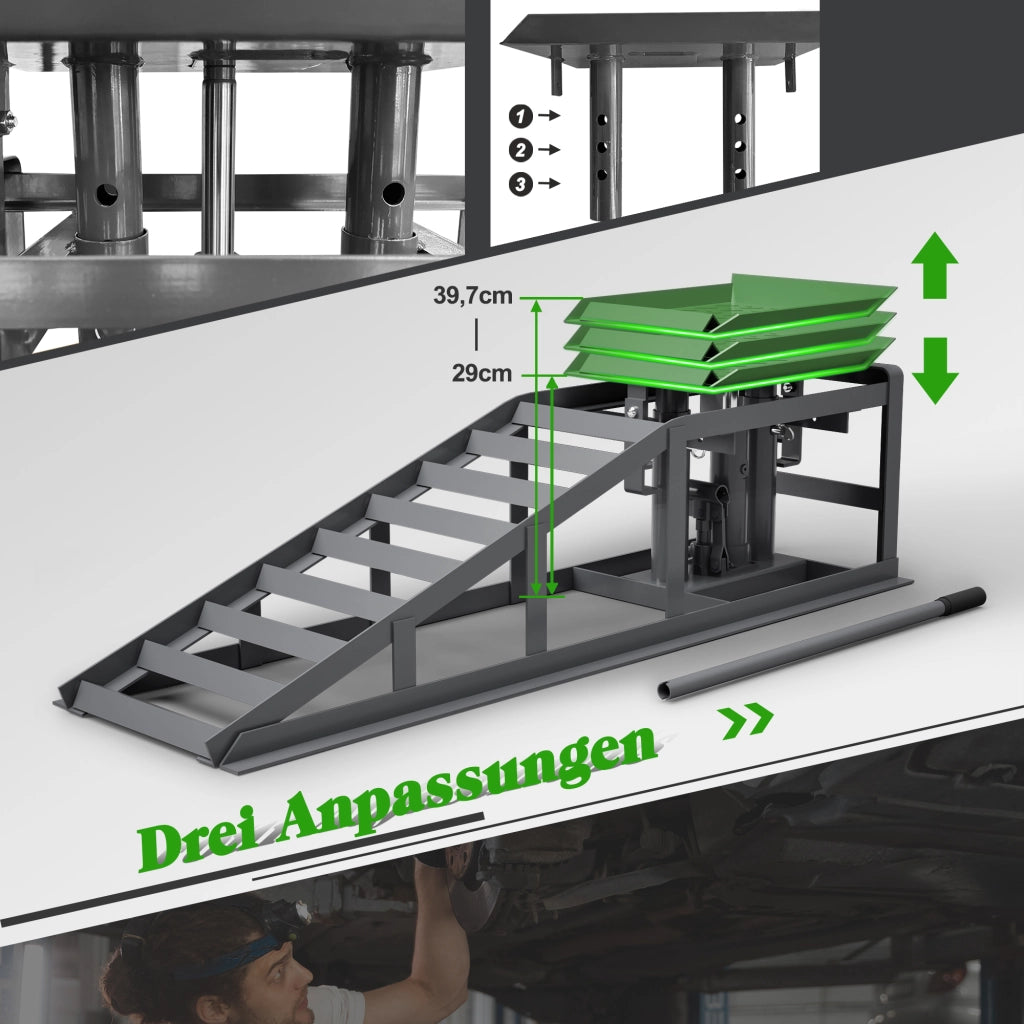 Set di 2 rampe di sollevamento per auto regolabili in altezza ¨C Minimal ¨C Grigio